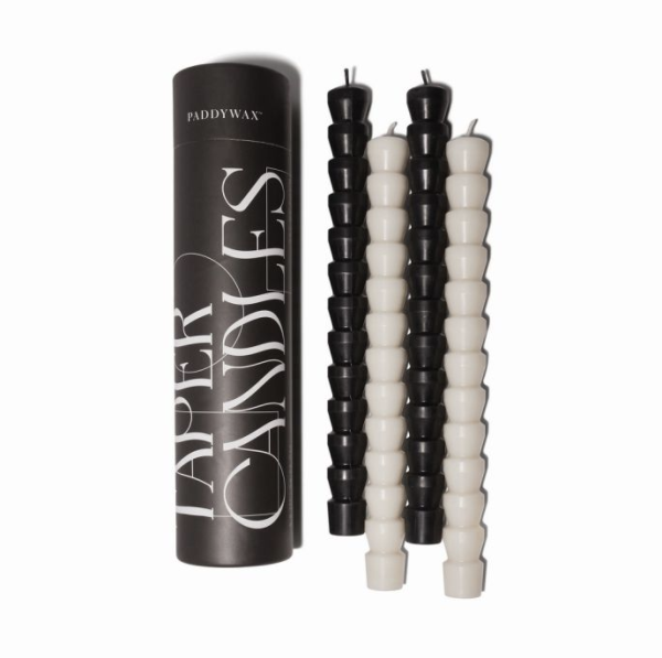 Set of 4 Taper Candles 24.3cm, Black & White
